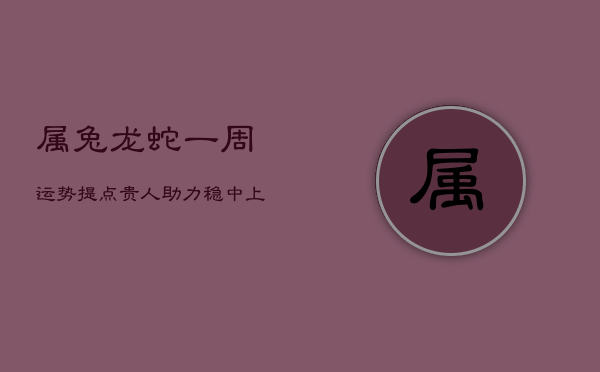 属兔龙蛇一周运势提点：贵人助力，稳中上升，人际关系佳  第1张