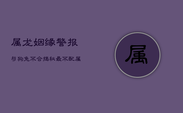 属龙姻缘警报：与狗兔不合，揭秘最不配属相缘由  第1张