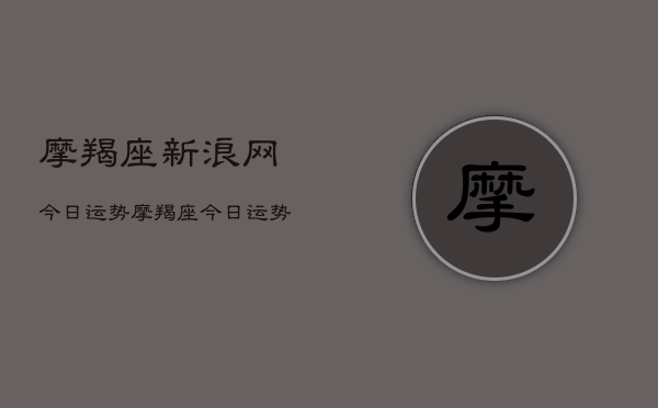 摩羯座新浪网今日运势，摩羯座今日运势  第1张