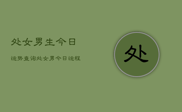 处女男生今日运势查询，处女男今日运程详细解析  第1张