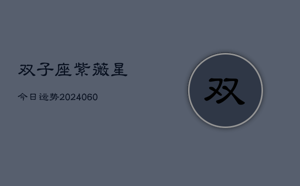 双子座紫薇星今日运势(20240608)